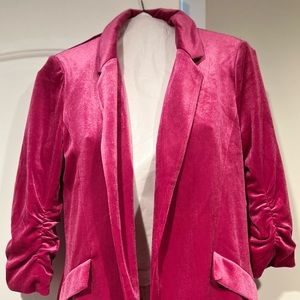 Velvet pink blazer.